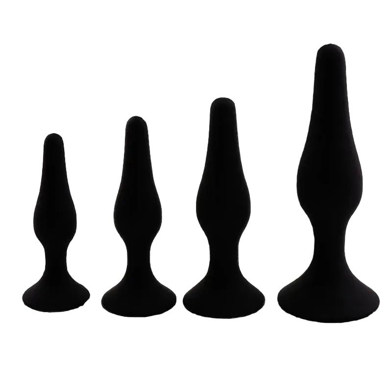 Still graduated anal plug training set in three sizes, body-safe silicone