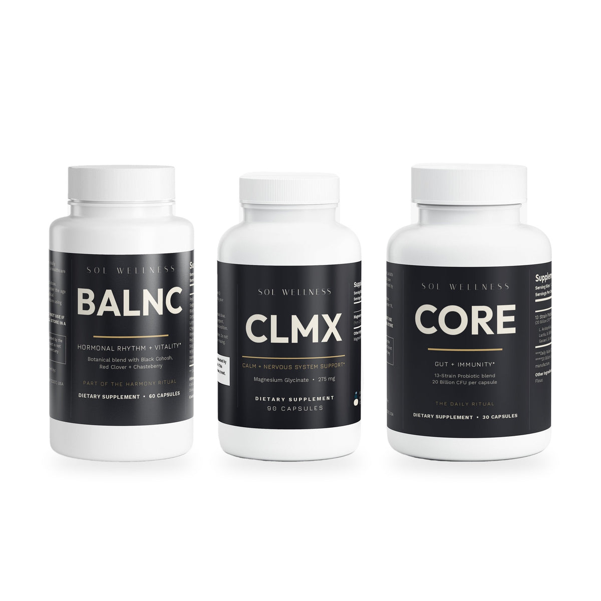 Full Rebalancing Stack: BALNC, CLMX and CORE bottles from Sol