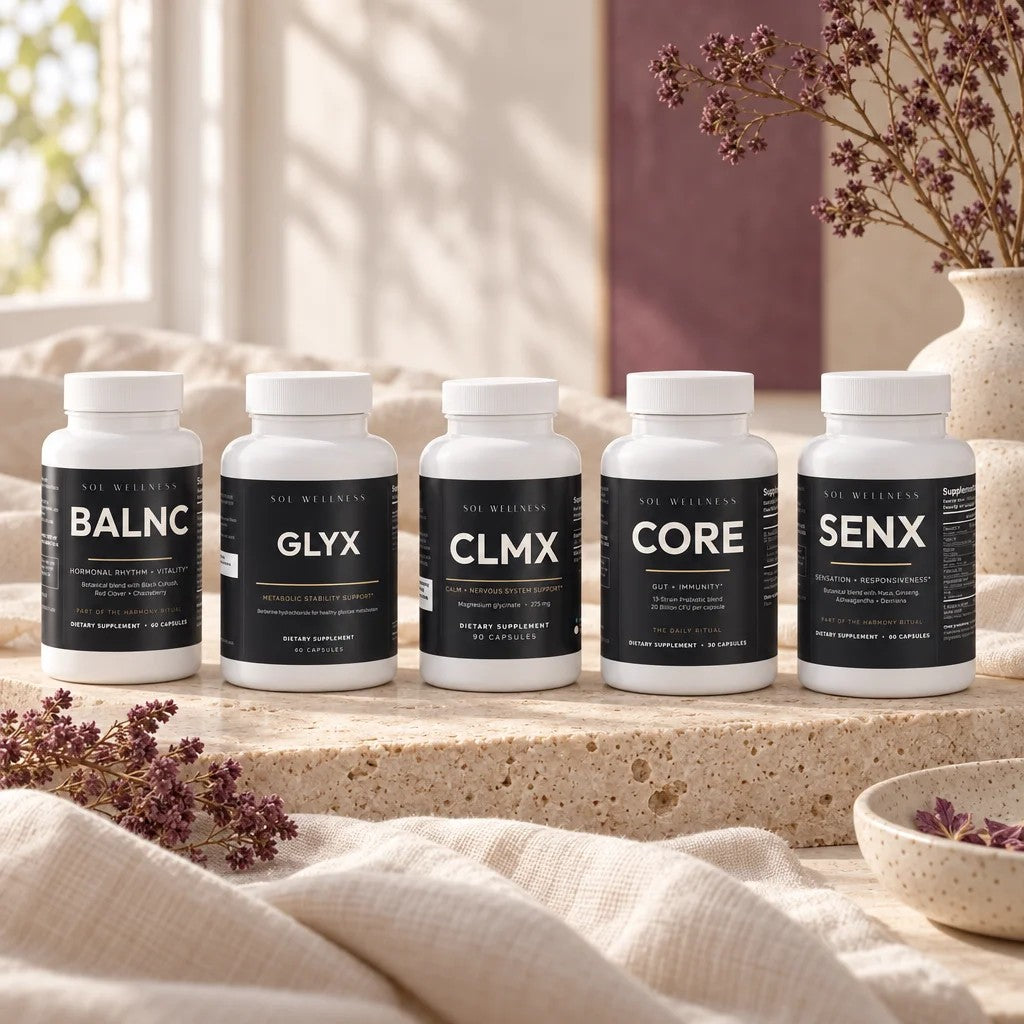 Premium Stack daily routine, five Sol bottles